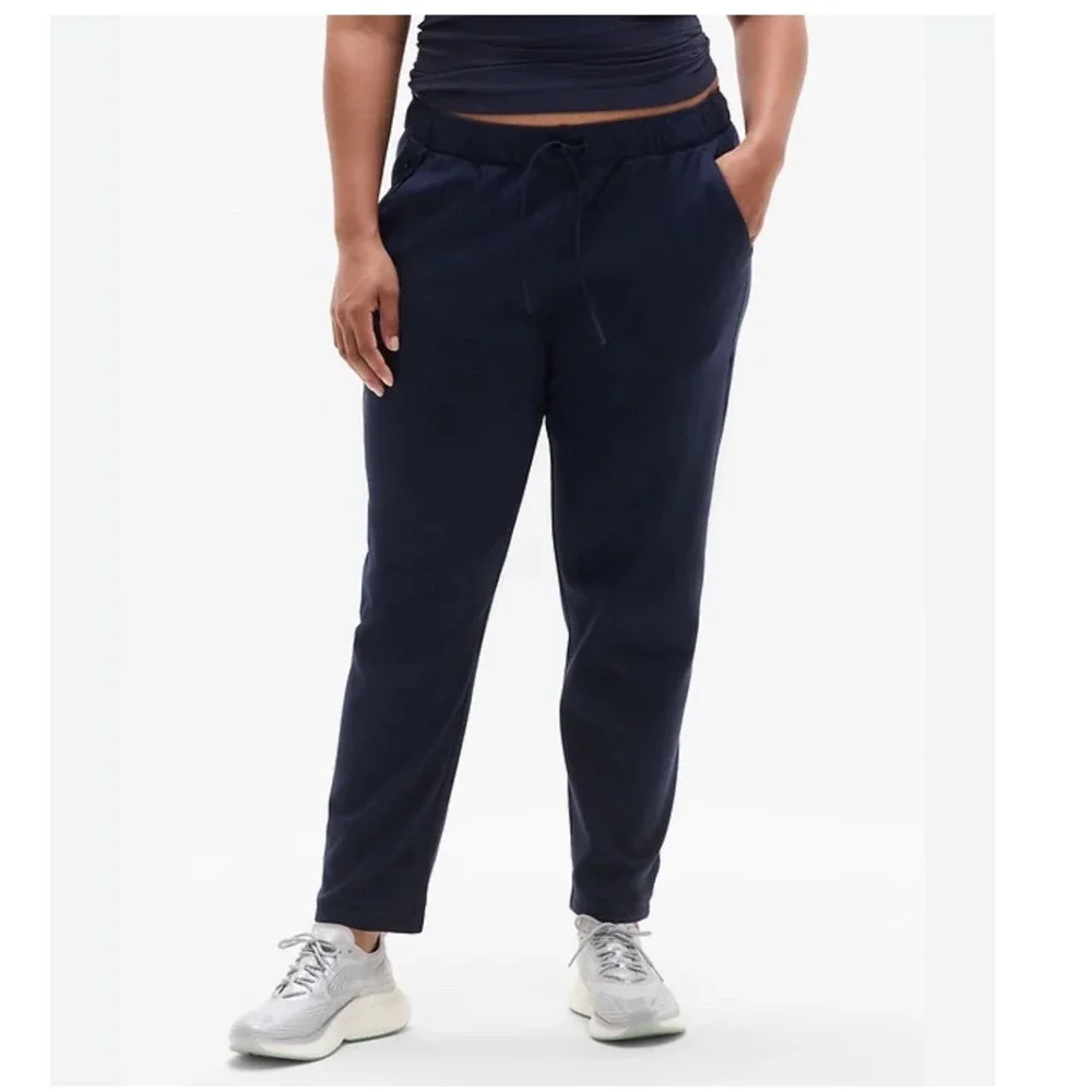 Athleta Navy Jogger Pants Athletic Lounge Drawstring Relaxed Fit Plus Size 16‎
